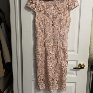 Dusty rose pink lace dress